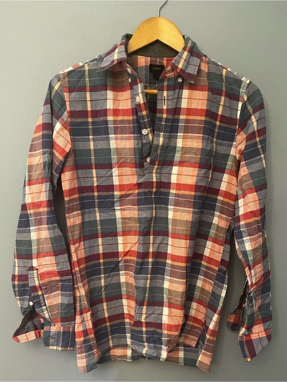 J. Crew Plaid Popover Blouse